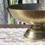 Gold Metal Pedestal Compote Vase