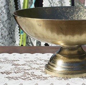 Gold Metal Pedestal Compote Vase