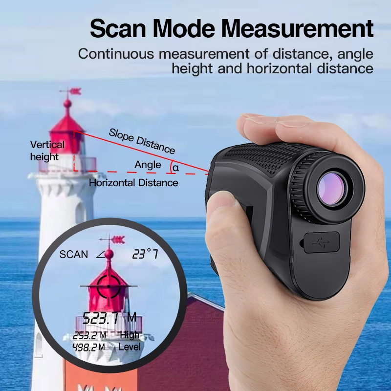Golf Sport Hunting Survey  Laser Rangefinder Construction Tape Measure tools USB recharging digital laser distance meter