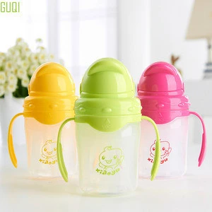 Good Reputation factory supply eco-friendly plastic kids drinking straw water bottle with flip lid