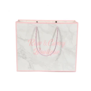 Guangzhou Manufacture Gift Shopping Pink Marble Custom Print Paper Bag Bag