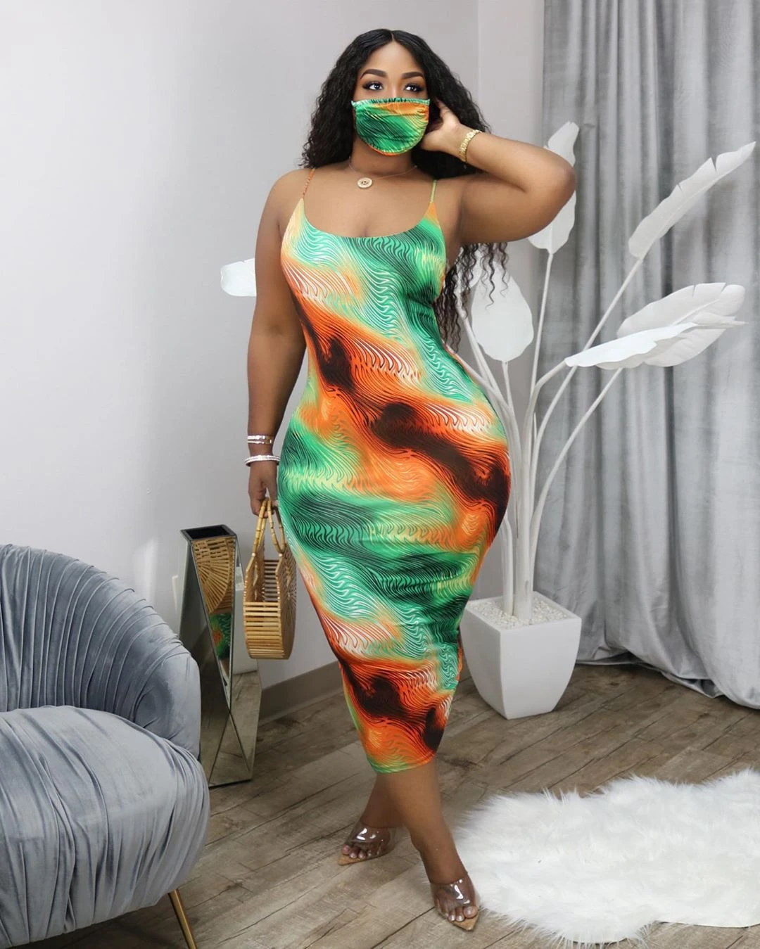 H1351  New hot summer dress with printed sexy dress