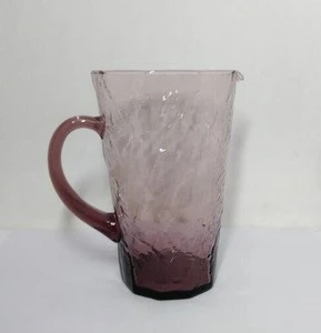 Hand blown beautiful colored embossed drinking glass water jug set