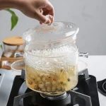 Heat Resistant High Borosilicate Crystal Clear Soup Stock Pot Cooking Hand Blown