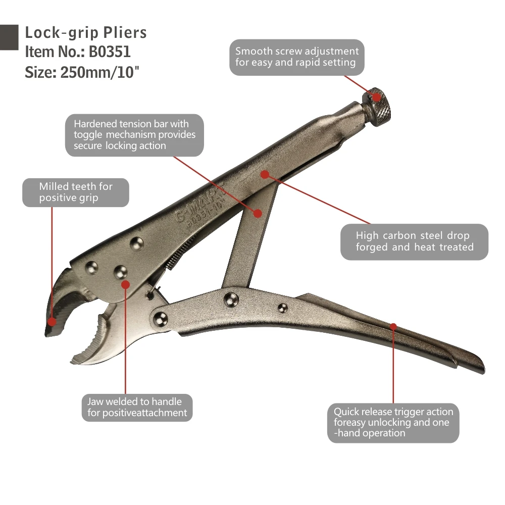 High Carbon Steel 10" Sealing grip Lock-grip Pliers  Lock grip Pliers