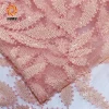 High Density Pink Color Made Leaf Pattern Beads Lace