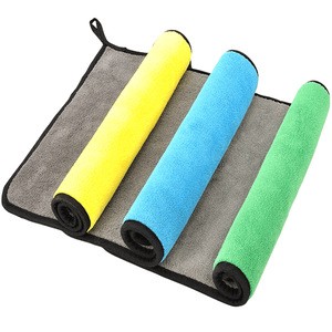 High-density two-color towel coral velvet two-sided ultra-fine fiber towel thickened car wash absorbent towel