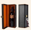 High end premium wooden wine box packaging leather wine bottle gift box