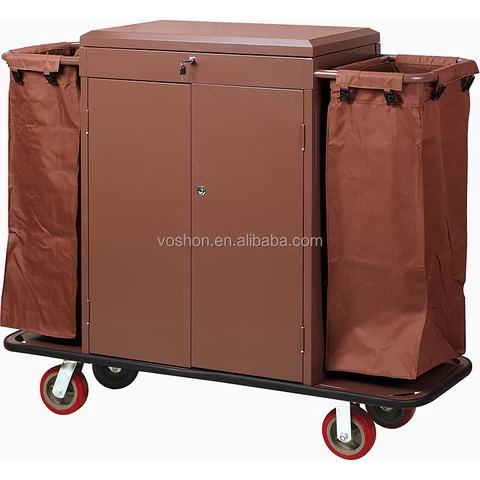 High Grade Hotel Room Wooden Cleaning Service Linen Cart Room Attendant Trolley