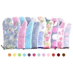 High Heat Resistant Kitchen Gloves Non-Slip Potholder Silicone Oven Mitts with Cotton Lining