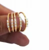 HIGH QUALITY 18k gold plated thin band delicate minimal white fire opal three stone gold ring