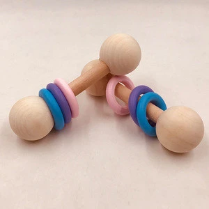 High Quality Baby Wooden Toy Natural Untreated Wooden Teether Toy Marcus Montessori Small Wooden Baby Rattle