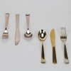 High Quality Disposable Rose Gold Plastic Spoons Forks Knife Flatware Set for Wedding
