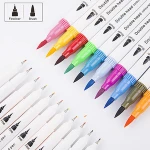 High Quality Double Head Assorted Colors Diy Fineliner Brush Pen Set Dual Tip Marker Pens