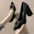 Import High-quality high-heeled women  2021 black thick heels womens pointed work shoes girl prom high heels from China