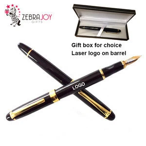 High quality hot stamping silver or gold classic style fountain pen gift set luxury fountain pen