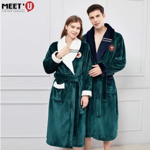 High-quality Long Pijamas Warm Nightwear Sleepwear Couple Bathrobe