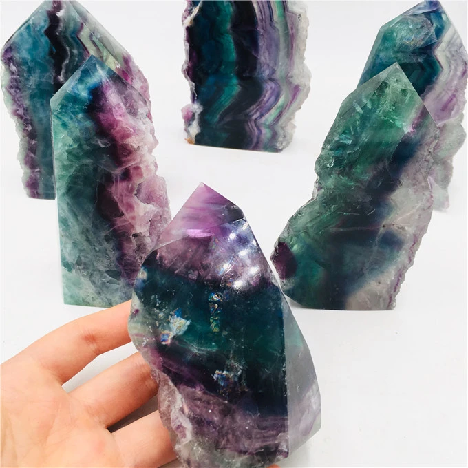 High Quality natural raw fluorite quartz obelisk healing crystal terminated points