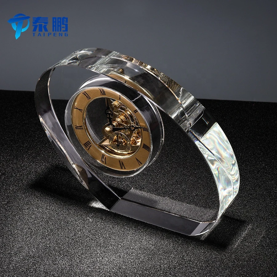 High quality oval crystal electronic mechanical clock for home decoration