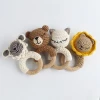 high quality small wooden handmade crochet baby rattle