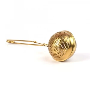 High Quality Stainless Steel Gold Color Tea Filter Strainer Ball Shape Tea Infuser