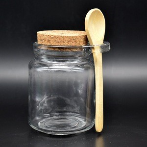 Himalayan salt glass bottle jar glass spice bottle with cork stopper and metal lid