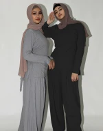 HJ ZMS02 2021 Knit Middle East Islamic Clothing Women Prayer Plus Size Muslim Two Piece Set