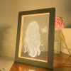 Home Decor Wood Photo Frame 3D Acrylic Led Night Light For Kids