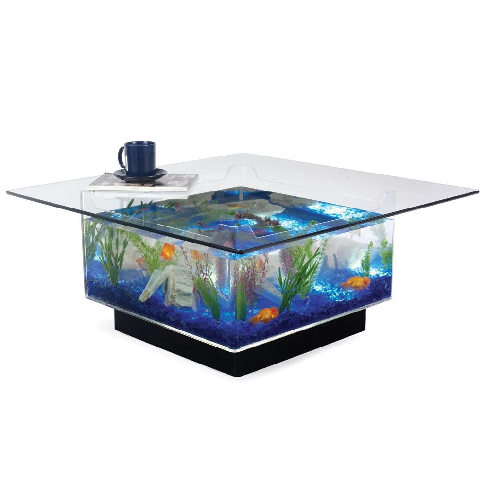 Buy Home Furniture Luxury High Glass Acrylic Table With Aquarium
