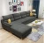 Import home living room furniture scandinavian sofa set comfortable chaise couch sectional green Linen corner fabric sofa from China
