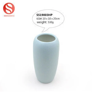 Home table decor matt blue ceramic flower vase set ikebana porcelain vase