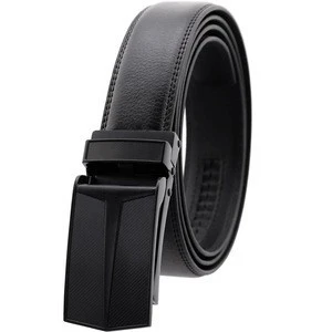 Hongmioo New Design Custom Logo Fashion Genuine Leather Automatic Buckle Ratchet Belt for Men