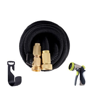 Hot Expandable Garden Hose With Double Latex Core , Flexible Expanding garden Hose With Metal 8 Function Spray Nozzle