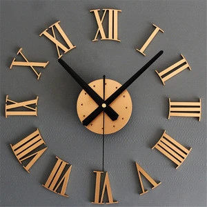 Hot! Metal Texture Stereo 3D Diy wall Clock Roman Numeral Wall Clock Luxury DIY  Wall Clock