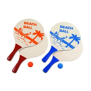 Hot product beach fun play set wooden beach rackets set beach tennis racket