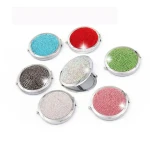 Hot sale multi color fashion bling double side round portable rhinestone mirror for travel