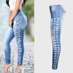 Hot sale slimmed holes tights sexy ladies leggings women jeans