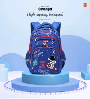 Hot sale Space blue rocket  Cartoon 16 Inches Backpack School Bags For boys Portability Children School  Backpack Bag