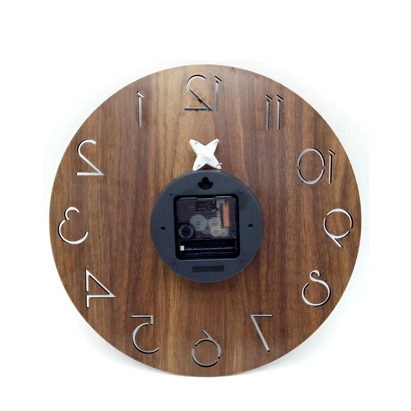 hot sales 12&quot; rustic decoration laser cut  engraved  round wood clock
