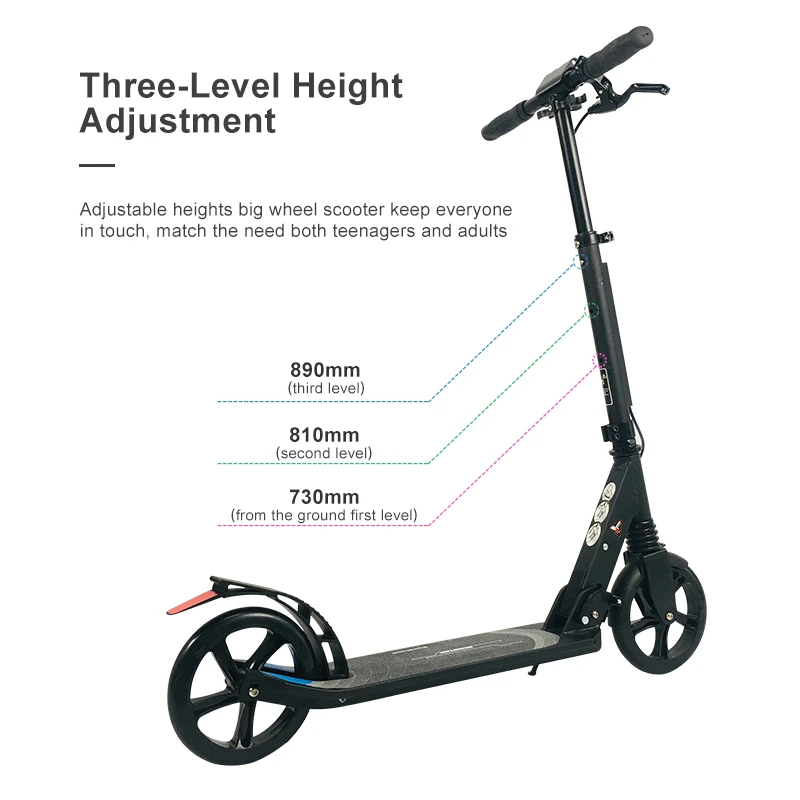 Hot Sell Adjustable Height Lightweight Folding Big Wheel Kick Scooters for Adults