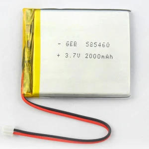 Hot sell polymer lithium li ion GEB585460 3.7v 2000mah for digital products mp4