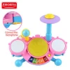 HQ fashion kids large jazz drum set toys educational musical instrument with light and chair microphone for sale