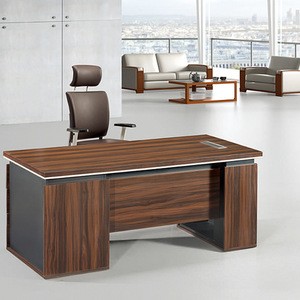 I shape luxury wood stationery table height adjustable melamine executive office furniture desk