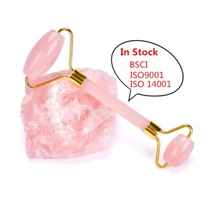 In stock! Amazon hot sale high quality rose quartz facial massage jade roller for face pink