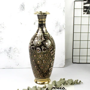 India Fashion Brass Colored Glaze Carving Vase Design Craft Gift Home Soft Decoration Features
