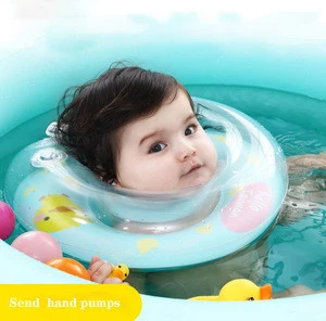 Inflatable 0-24 Months Baby Swimming Ring Float Ball Pool Accessories Newborn Baby Neck Ring with Pump Gift