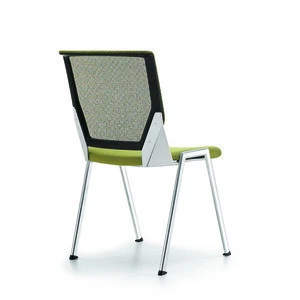 Inserted Dupont Elastic Band Modern Plastic Chair With Ventilated Mesh Back