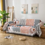 Jacquard Woven Custom Blanket 100% Cotton And Polyester Woven Throw Blanket Furniture Protector