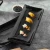 Import Japanese style stocked black bright glazed rectangle plate 11&quot; sushi/fruit serving porcelain tray from China