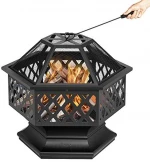 JIANYI Small Fire Pit 22 in Outdoor Wood Burning Firepit BBQ Grill Steel Fire Bowl fire pit table camping grill patio heater